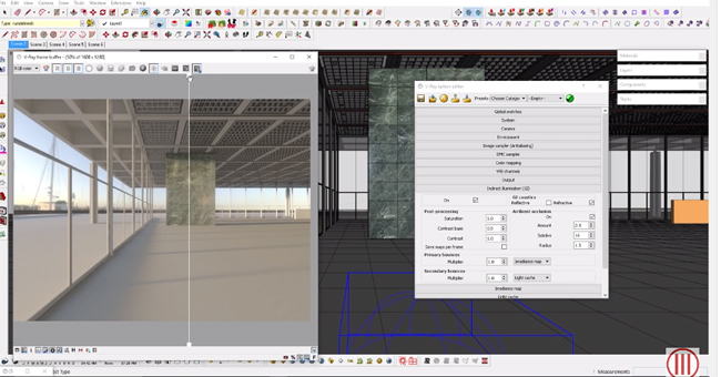 How to apply override material and ambient occlusion in Vray for Sketchup