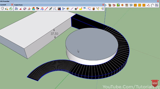 How to create curved ramp with various sketchup plugins