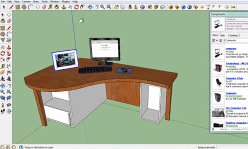 How to create the design of a desk efficiently with sketchup