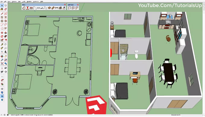 How to convert 2D floor plans to 3D with Dibac 2015 for sketchup