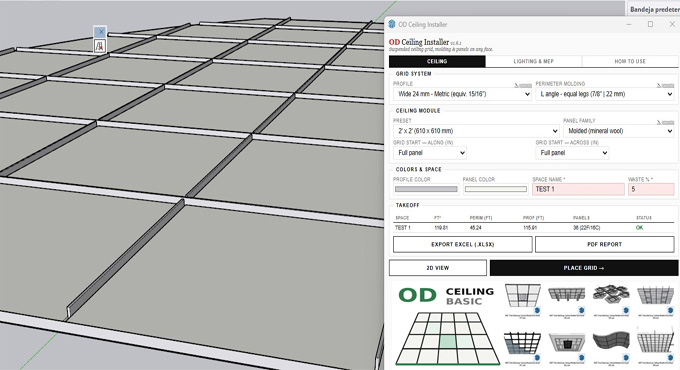 OD Ceiling Installer Pro Plugin for SketchUp Software
