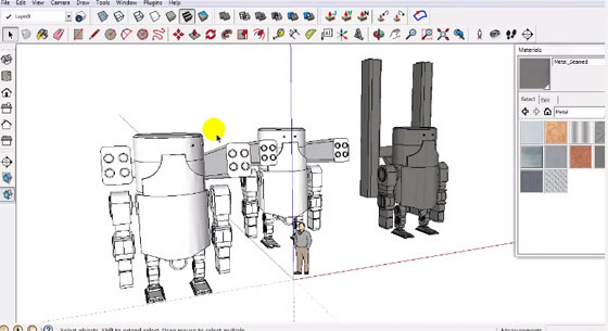 Apply sketchup to create the design of a robot