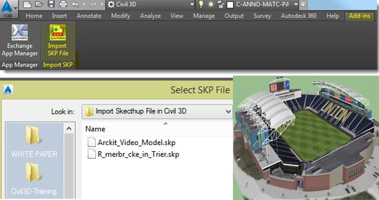 Learn to import any sketchup file to Civil 3D