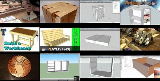 Some huge collections of online tutorials on sketchup for woodworkers