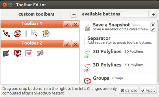 Toolbar Editor 1.1.1 – An exclusive sketchup extension for making custom toolbars and buttons