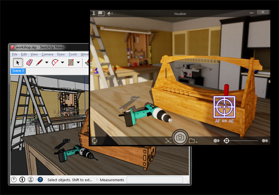 Visualizer for sketchup, the newest extension to get natural-outdoor-lighting view inside SketchUp