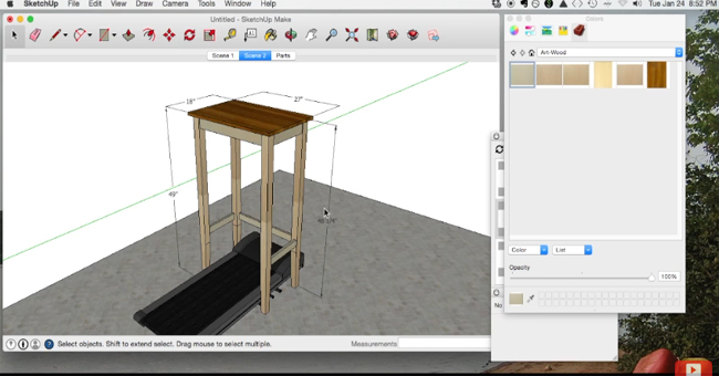 Learn the process for designing a walking desk with sketchup