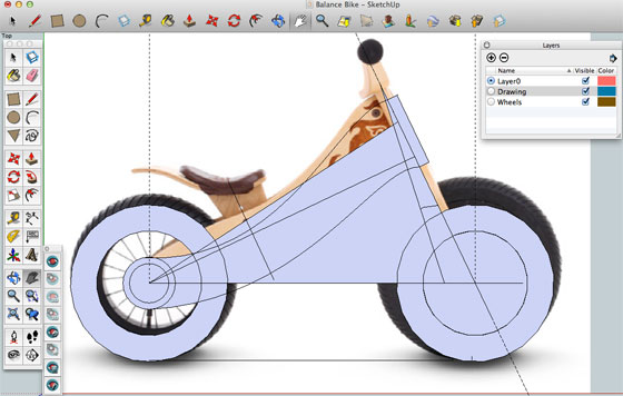 How Sketchup was used for creating the design of a wooden bycle