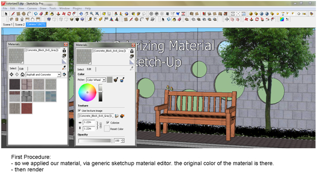 How colourize materials in Sketchup