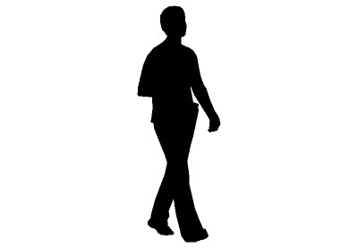 The 2D silhouette, woman walking with short hair