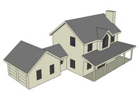 3D Colonial two story house