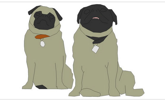 2d animal dog and pugs