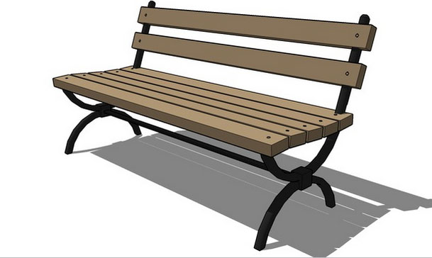 Sketchup model - Wood park bench