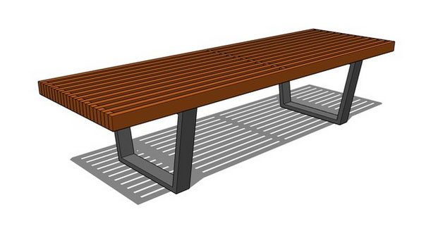 Sketchup model - Flat platform wood bench