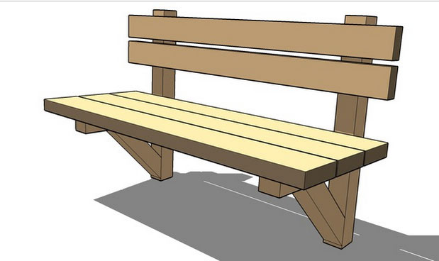 Sketchup model - Wood trail bench