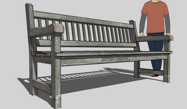 Sketchup model - Park bench
