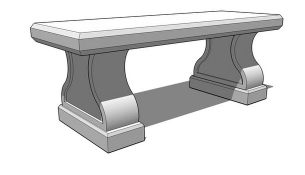 Sketchup model - Flat classic concrete bench