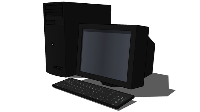 Sketchup model : Desktop computer with a crt monitor