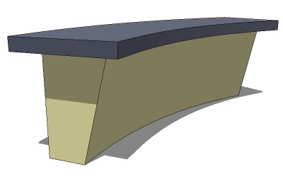Flat curved concrete bench