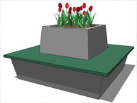 Square Bench Flower in SketchUp