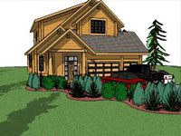 Monochromatic Log Home in Sketchup