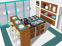 Blue and Purple Kitchen in SketchUp