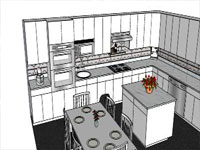 Kitchen with White Cabinet in SketchUp