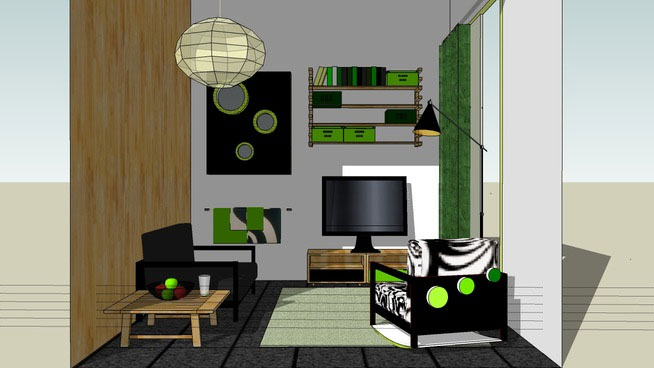 Sketchup model - Living Room - Casual Green