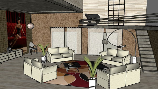 Sketchup model - Luxury Living-room