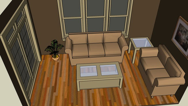 Sketchup model - Living Room with table