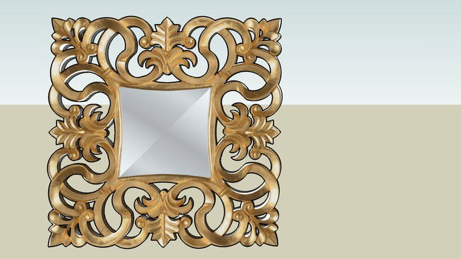 Sketchup model - Mirror Italian Baroque Gold