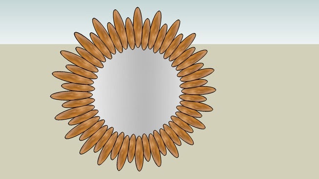 Sketchup model - Round mirror golden