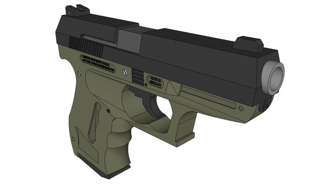 Sketchup model - Olive Drab Pistol