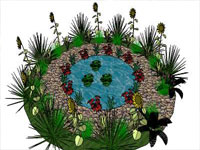 Circular Pond Garden in Sketchup
