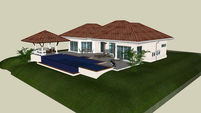 Sketchup model - House with swimming pool