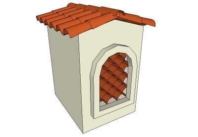 3D Red tile chimney top in sketchup