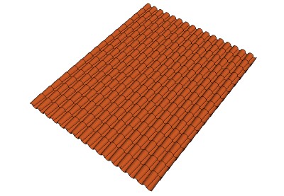 3D Red Tile Roof Field 15'x19' In Sketchup