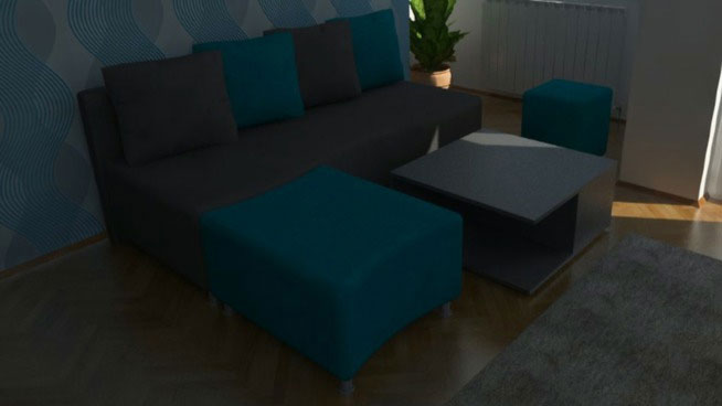 Sketchup model - L shaped sofa