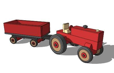 Sketchup model - Toy Tractor with Cart