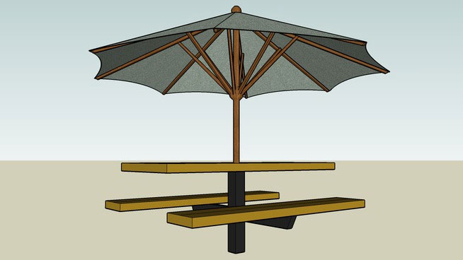 Sketchup model - Patio Bench with Umbrella Shading