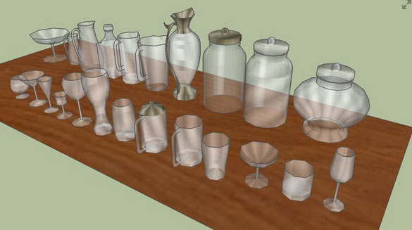 Sketchup model - Low Poly Glass Collection