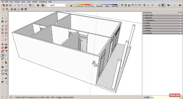 How to create 3d modeling of a house with Sketchup 2016