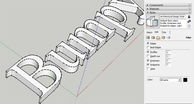 Some handy tips to edit 3D-text in sketchup