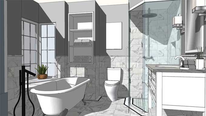 Methods of Designing a 3D Bathroom model using SketchUp