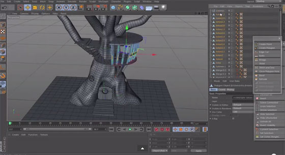 How to apply Cinema4D and Zbrush for creating a low poly treehouse