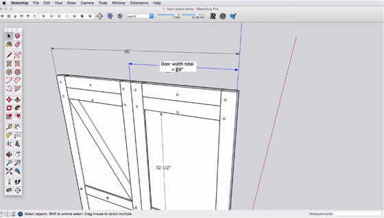 dimensions in sketchup