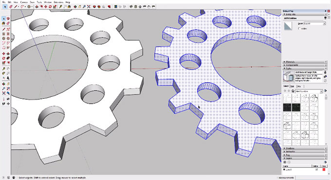 How to generate gears in sketchup with circle, offset & rotate tools