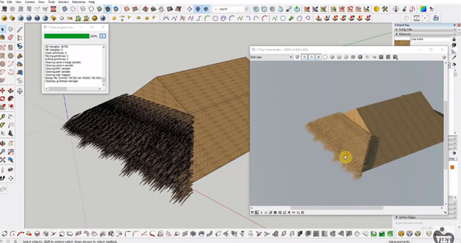 How to create leaf roof with sketchup fur and zorro plugins