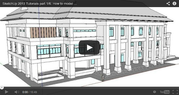 How to model 1st floor column, walls and stair with Sketchup