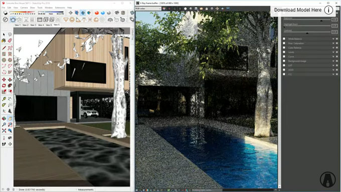 How to make naturalistic pool water design in v-ray for sketchup
